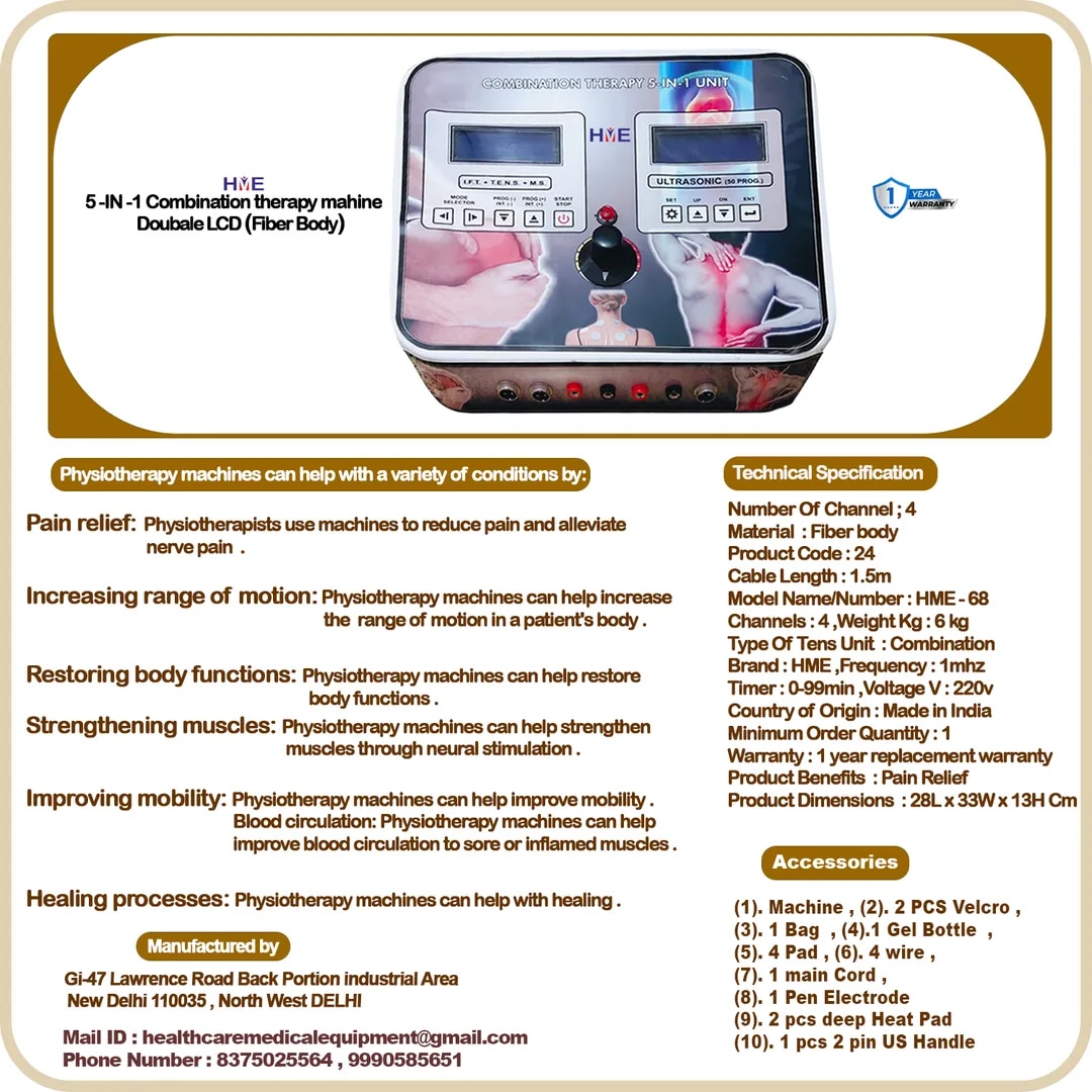 5 in 1 Combo Unit IFT + TENS + MS +US + DEEP HEAT With Double LCD image 1