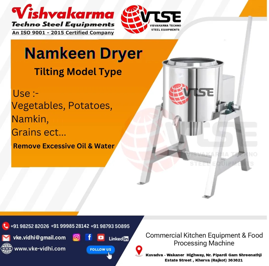 Commercial Namkeen Dryer Tilting Model | SS 304 Namkeen Oil Dryer Machine | Centrifugal Dryer | VTSE image 1
