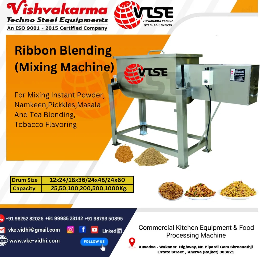 Commercial Ribbon Blender Mixing Machine | SS 304 Powder Mixer | Industrial Ribbon Blender | VTSE image 1