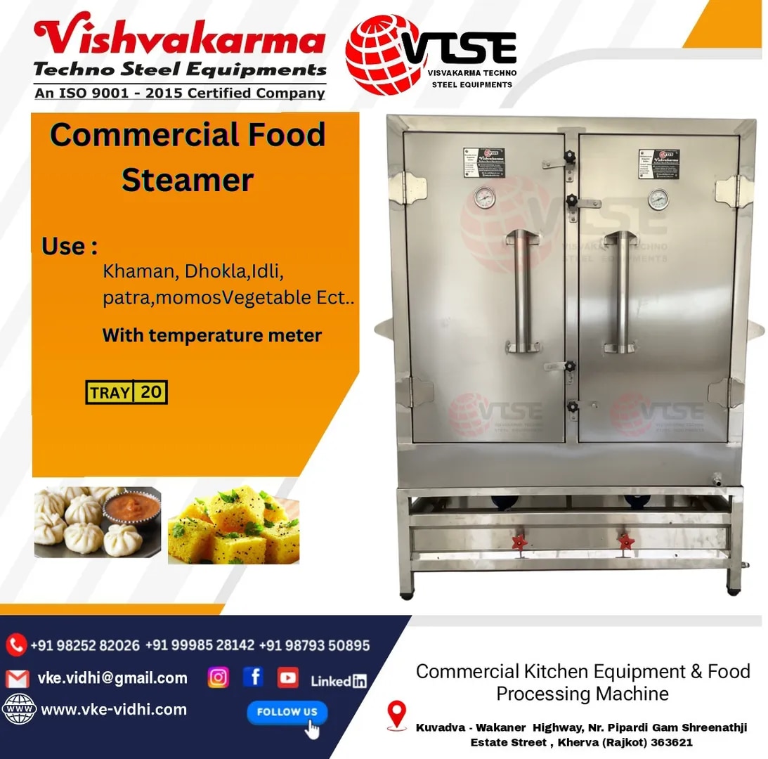 Commercial Food Steamer | SS 304 Steam Cooking Machine | Industrial Food Steaming Equipment | VTSE image 1