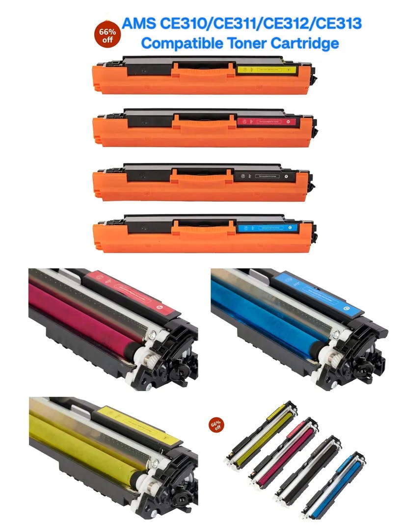 AMS Toner Cartridge CE310A Black, CE311A Cyan, CE312A Yellow, CE313A Magenta for HP Color Laserjet CP1025, CP1025NW, M175A, M175NW, M275MFP
image 1