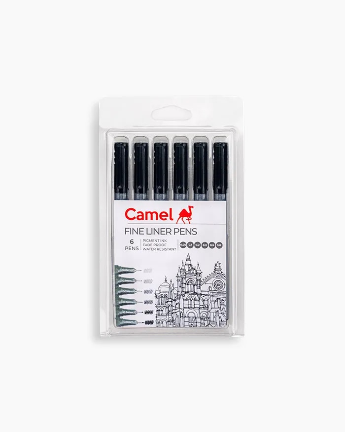 Camel Fine Liner Pens pack of 6 pens with 6 free A6 postcards image 1