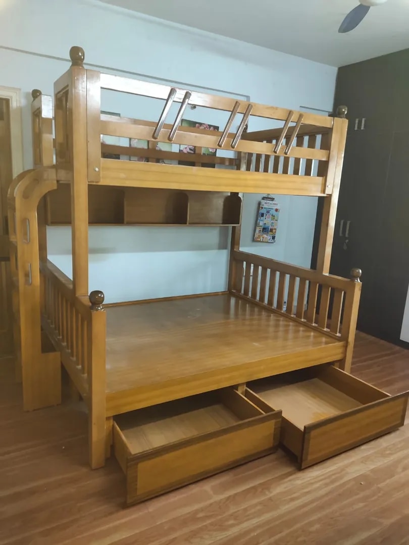 Wooden Bunk Bed With Storage image 1