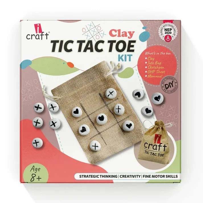 Clay Tic Tac Toe Kit DIY Clay Game for Kids, Arts and Crafts Activity, Educational Toy, Best Gift for Kids image 1