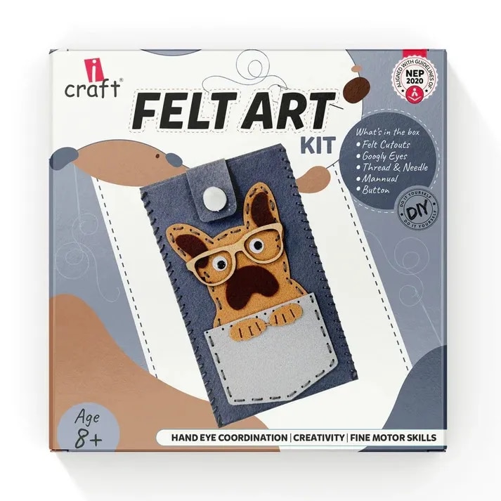 Kids Felt Craft Kit - Create a Stitched Dog Pouch, Great Gift for Boys & Girls 5 Bullet Points Spark Creativity image 1