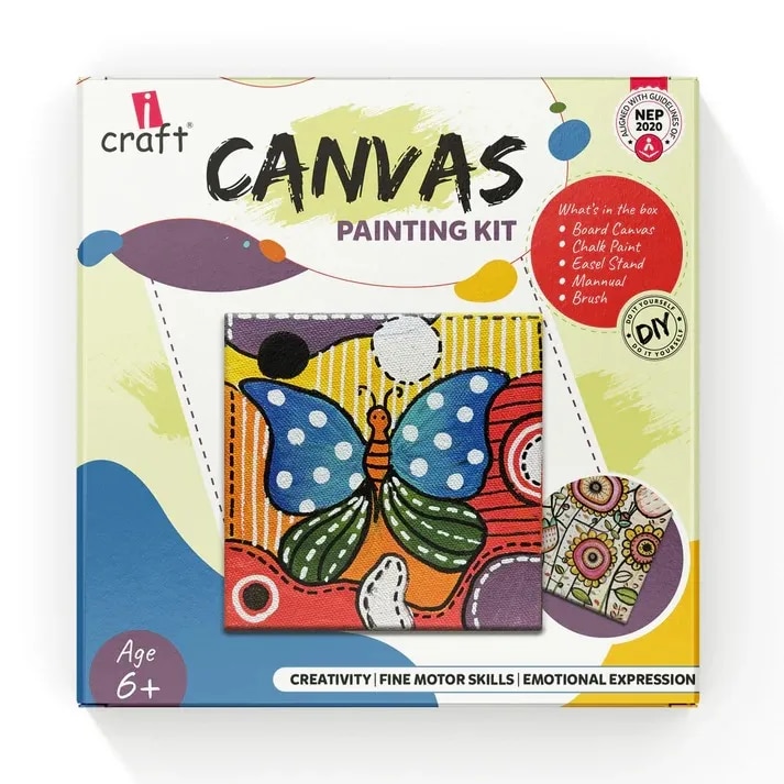Children's DIY Canvas Painting Set - Includes Paints, Canvas Board, Stand & Brush - Develops Creativity, Improves Focus - Perfect Art Gift for Boys & Girls image 1