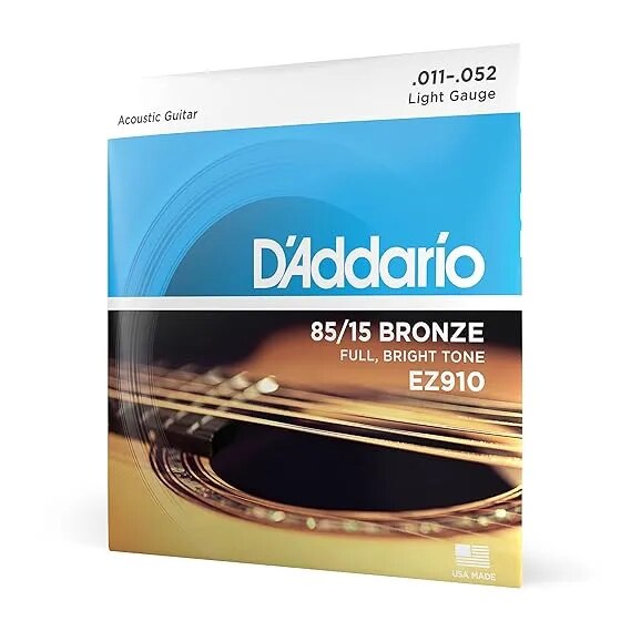 D'Addario Bronze Acoustic Guitar Strings_{.010-.050_Light Gauge}85/15 FULL BRIGHT TONE_Stainless Steel Material image 1