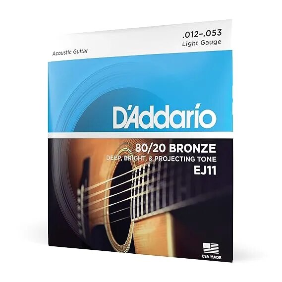 D'Addario EJ11 12-53 Bronze Light Acoustic Guitar Strings image 1