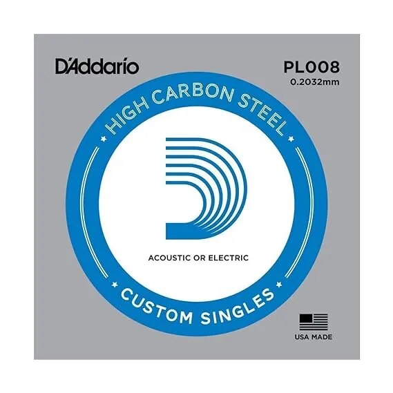 D'Addario PL008 Plain Steel 0.008 Single Guitar String image 1