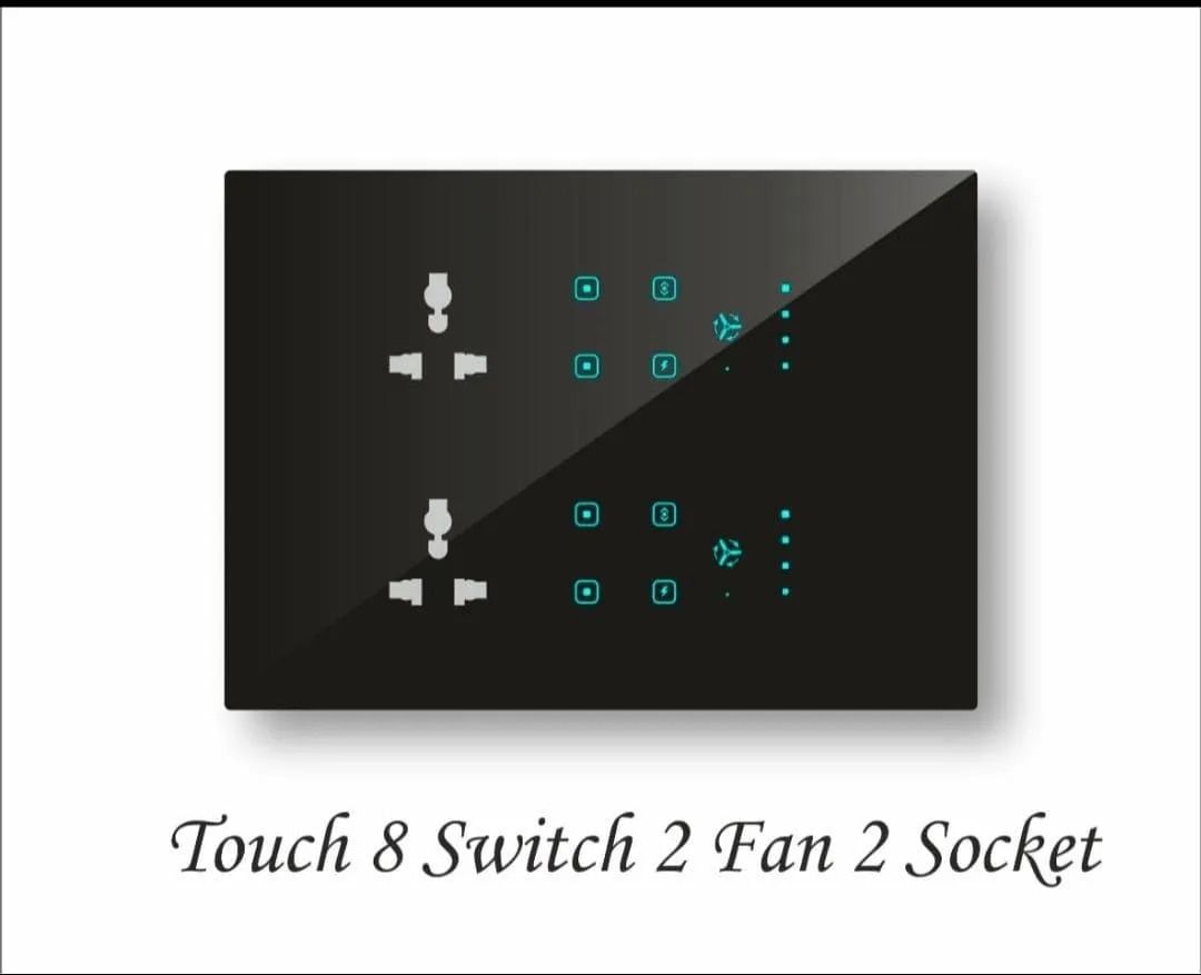 Touch Panel for Home | Touch 8 Switches 2 Fans 2 Sockets | Best Retrofit WiFi Smart Switchboard for Full Home Automation and Fan, Light, Socket Control in Chennai image 1