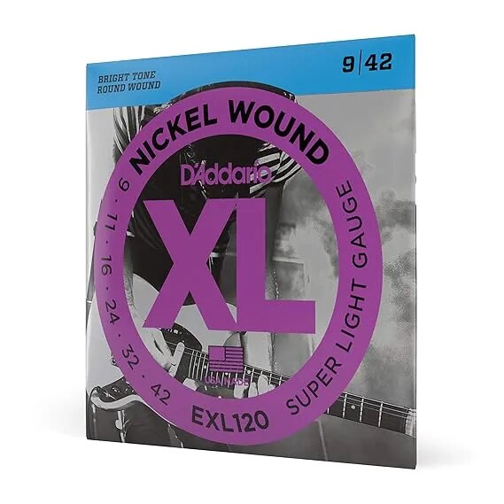 D'Addario EXL120 Nickel Wound 9-42 Super Light Electric Guitar Strings (Nickel) image 1
