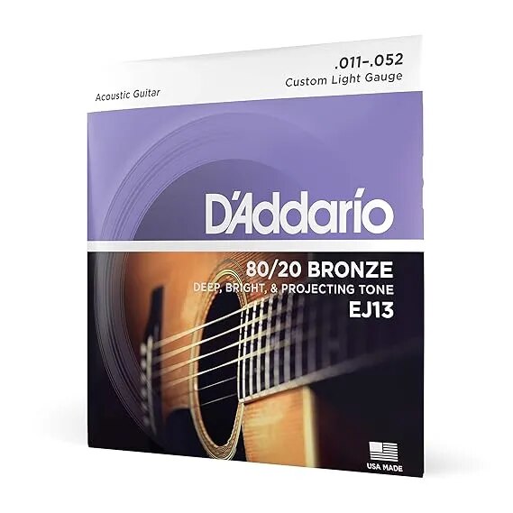 D`Addario Ej13 11-52 Bronze Custom Light Acoustic Guitar Strings image 1