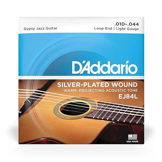 D`Addario EJ84L Gypsy Jazz Acoustic Guitar Strings, Loop End, Light, 10-44 image 1