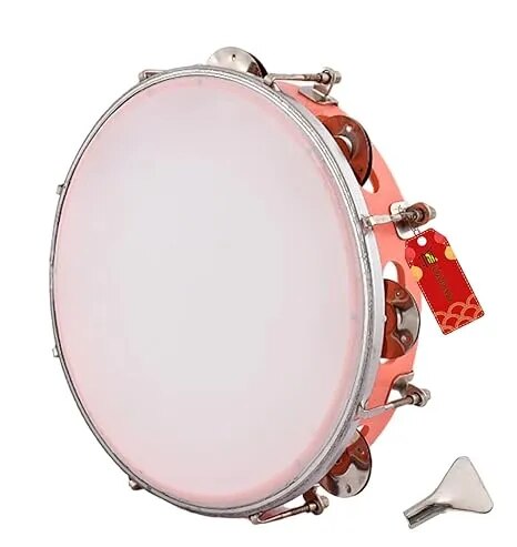 Dafli/Tambourine 10 inch Hand Percussion Musical Instrument (Orange tambourine) image 1