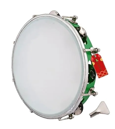 Dafli/Tambourine 10 inch Hand Percussion Musical Instrument (Green tambourine) image 1