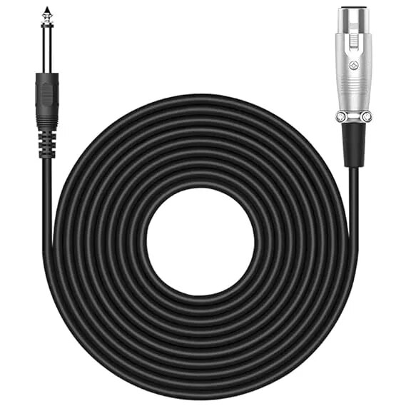 AC-6XL Mic Cable 6.35mm Jack Male to XLR 3PIN Female Cord Wire | Microphone/Guitar Cable | Black, 1pc Pack (6 Meter/19.6 Feet) image 1