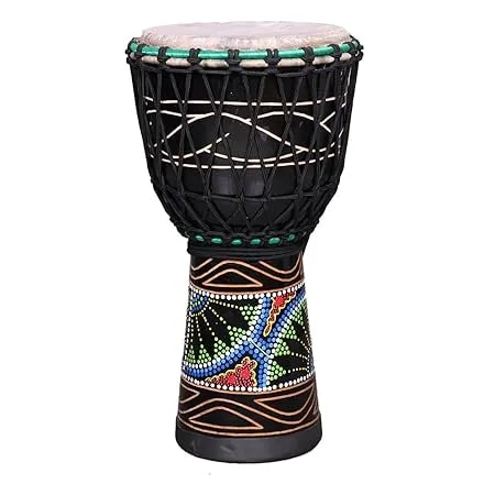 Djembe 10 Inches Diameter X 20 Inches Height Mango Wood Djembe Drum - Black (10 x 20 Inches) image 1