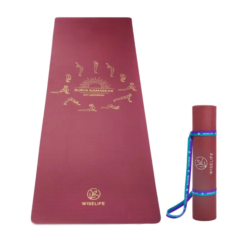 Priented Yoga Mat Wine Sun Salutation TPE (6mm) image 1