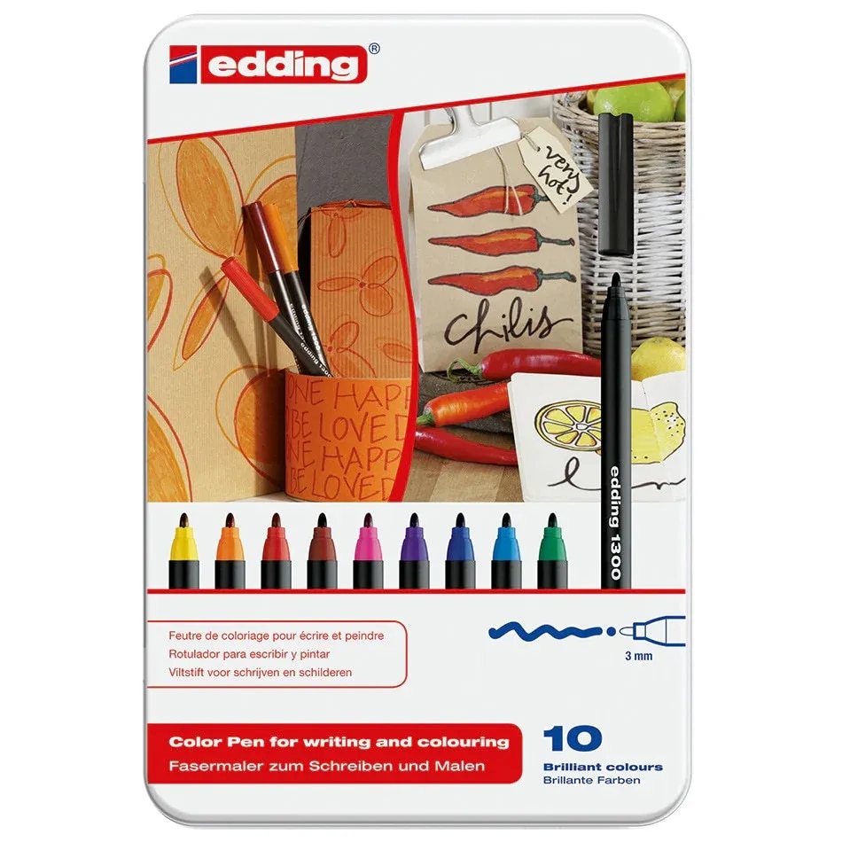 edding 1300 Colourpen Assorted Tin of 10 image 1