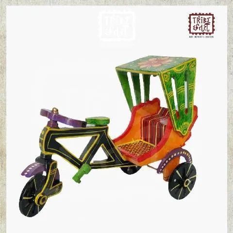 Wooden Hand painted Cycle Rickshaw image 1