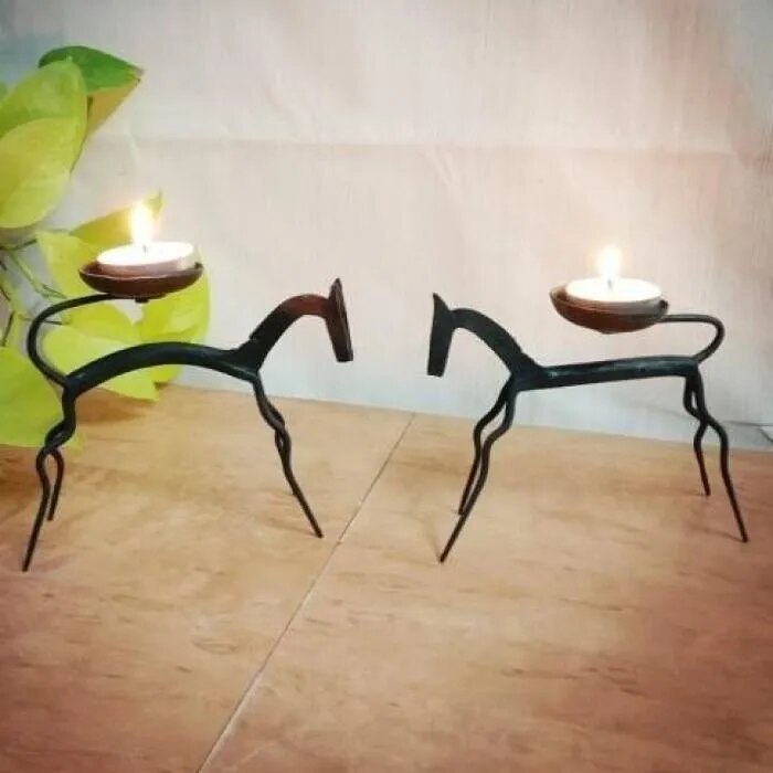Metal Horse T light Holder Set Of 2 image 1