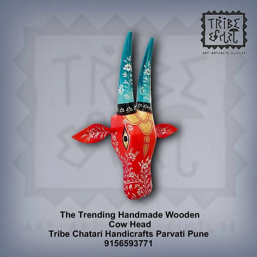 Wooden Hand painted Cow Face image 1