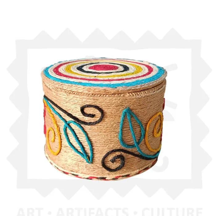 Jute & Paper Cute Round box small image 1