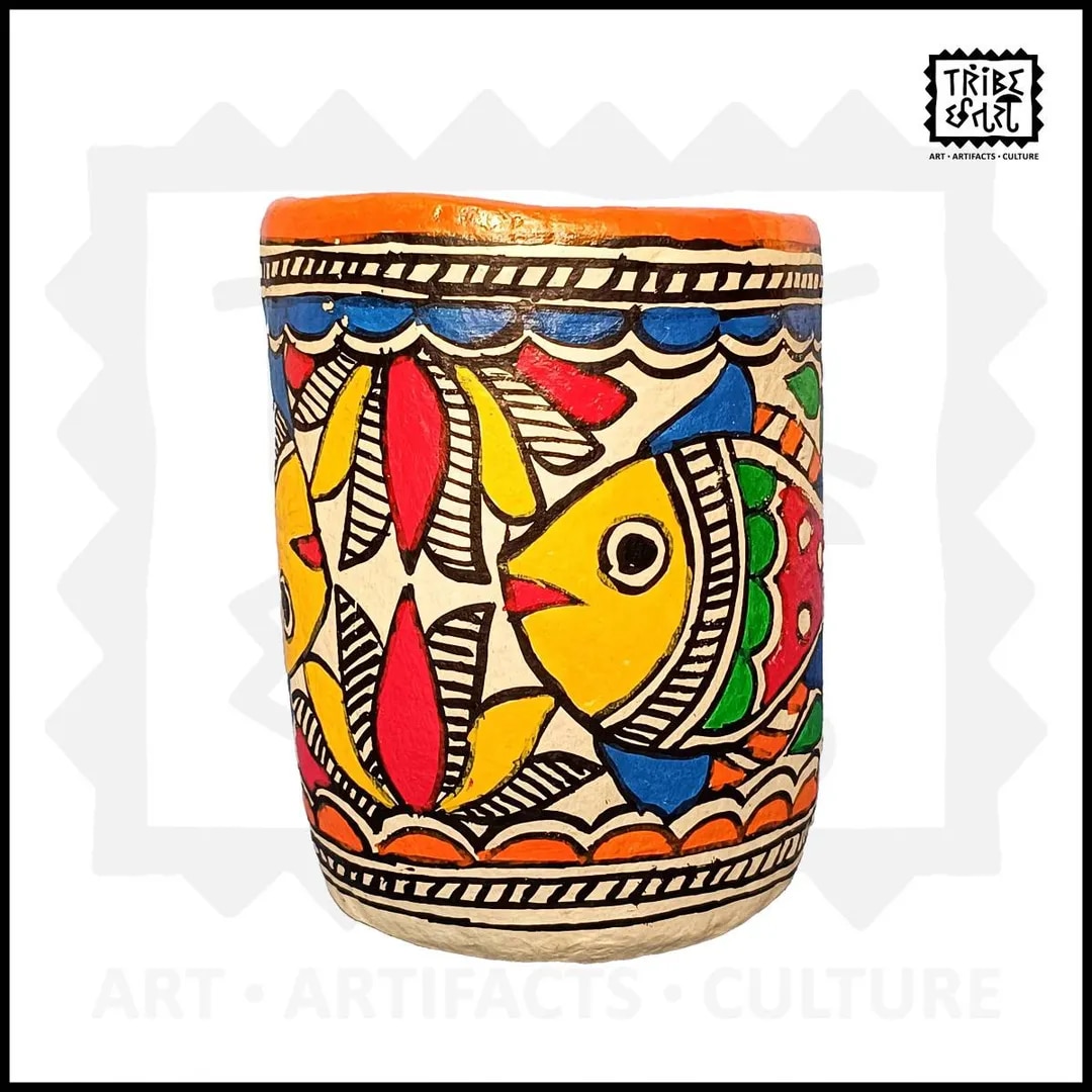 Madhubani PAPER MACHE CRAFT Pen holder image 1