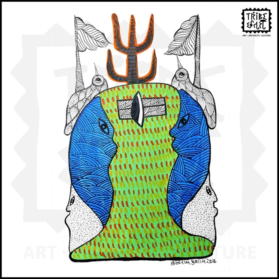 Gond Art Tribal Painting (SHIVA) image 1
