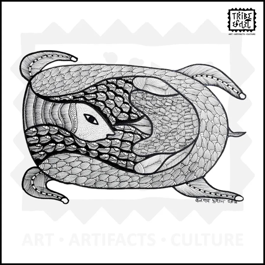 Handmade Gond Painting black image 1