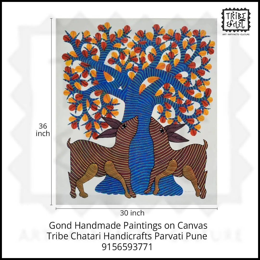 Gond Tribal Painting on canvas image 1