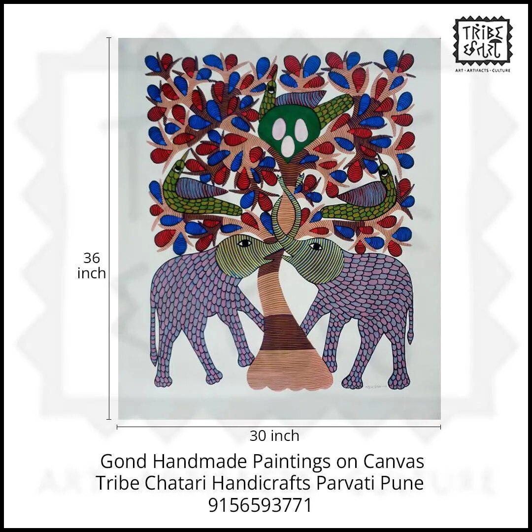 Famous Gond art canvas Painting image 1