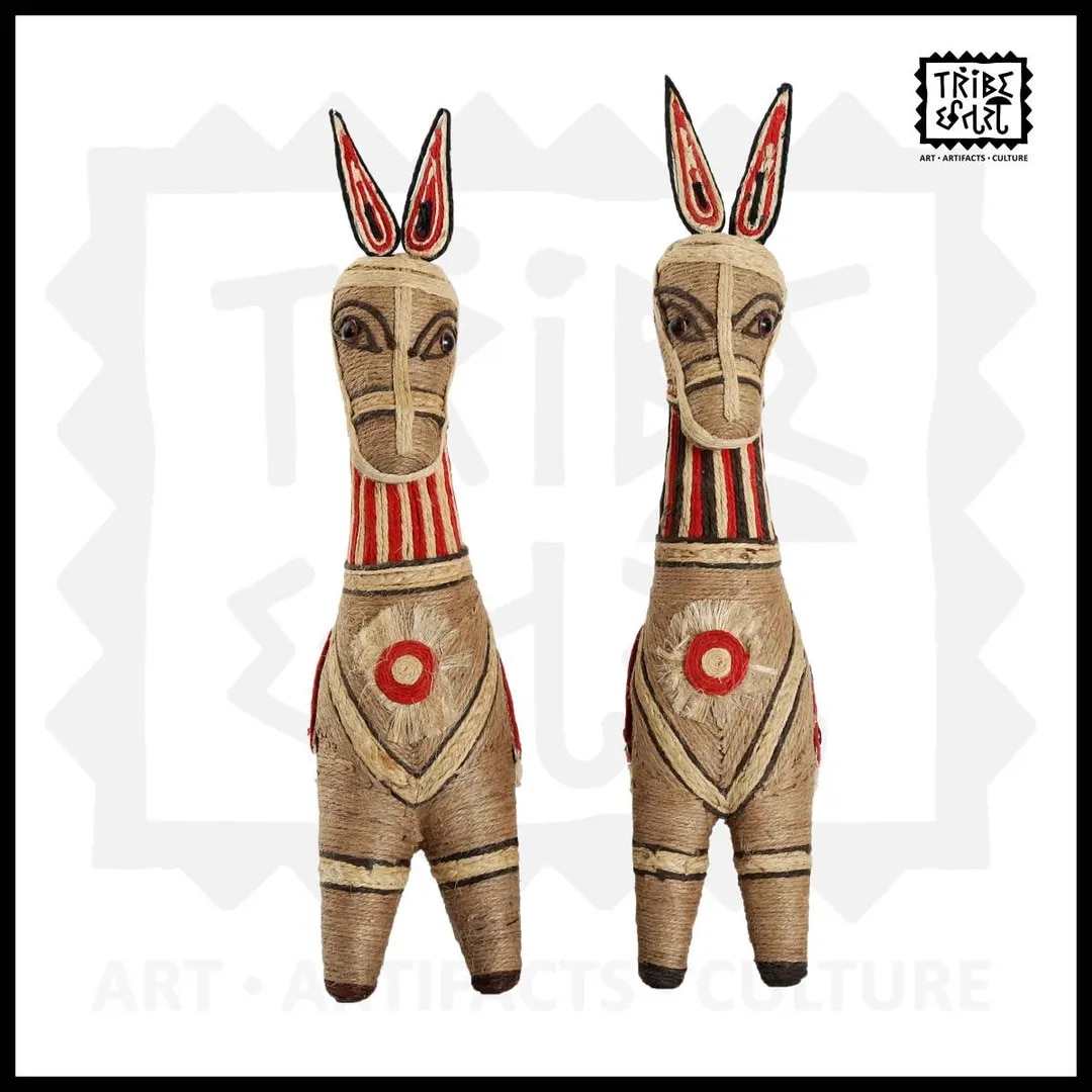 Jute and paper mache Horse pair image 1
