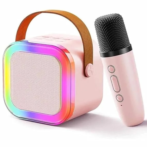 Mini Karaoke Machine Microphone Portable Bluetooth Wireless Speaker With Wireless Mic For Music Toys image 1