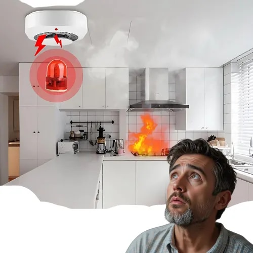 Smart Wi-Fi Smoke Detector – Instant Fire Alerts for Home & Kitchen Safety image 1