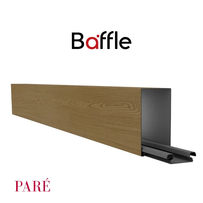 Hanging Baffle Ceiling | Baffle Gold Maple R50 Large | Stylish and Acoustic Ceiling Solution for Spacious Interiors image 1