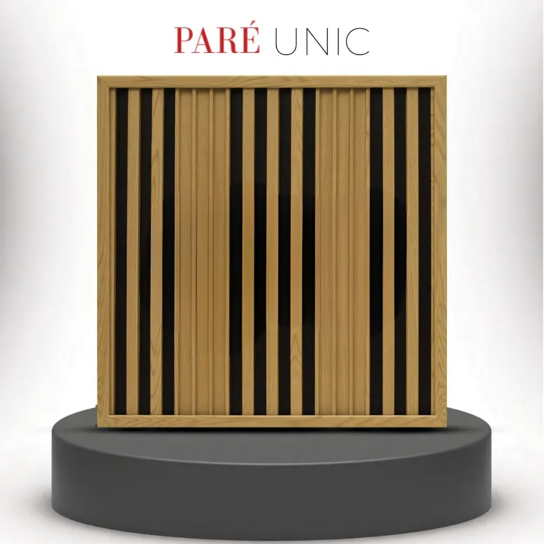 Fluted Interior Wall Panel | Gold Maple Dual Black Unic Panels | Luxurious and Stylish Design for Sophisticated Interiors image 1