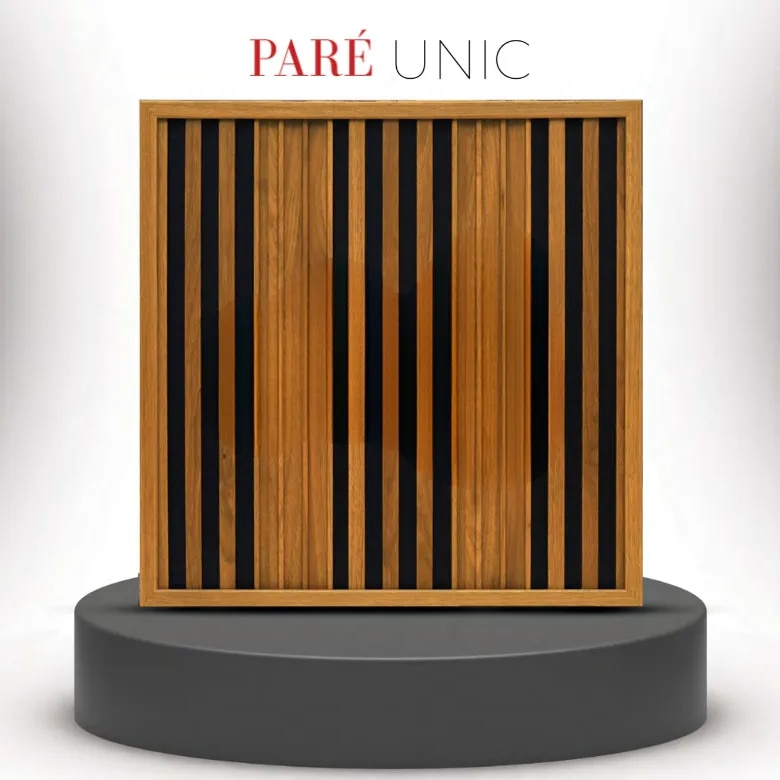TV Unit PVC Panel | Oak Wood Ocre Dual Black Unic Panels | Stylish and Durable Paneling for Modern Interiors image 1