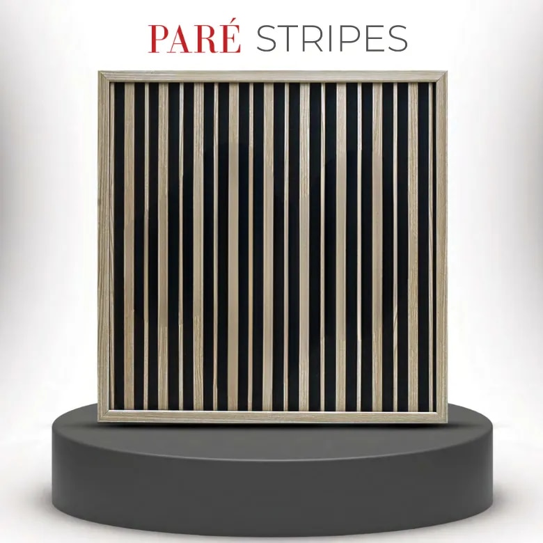 TV Unit Wall Panel | Noce Grande Dual Black Stripes Wall Panels | Premium Fluted PVC Panels for Modern Interiors image 1