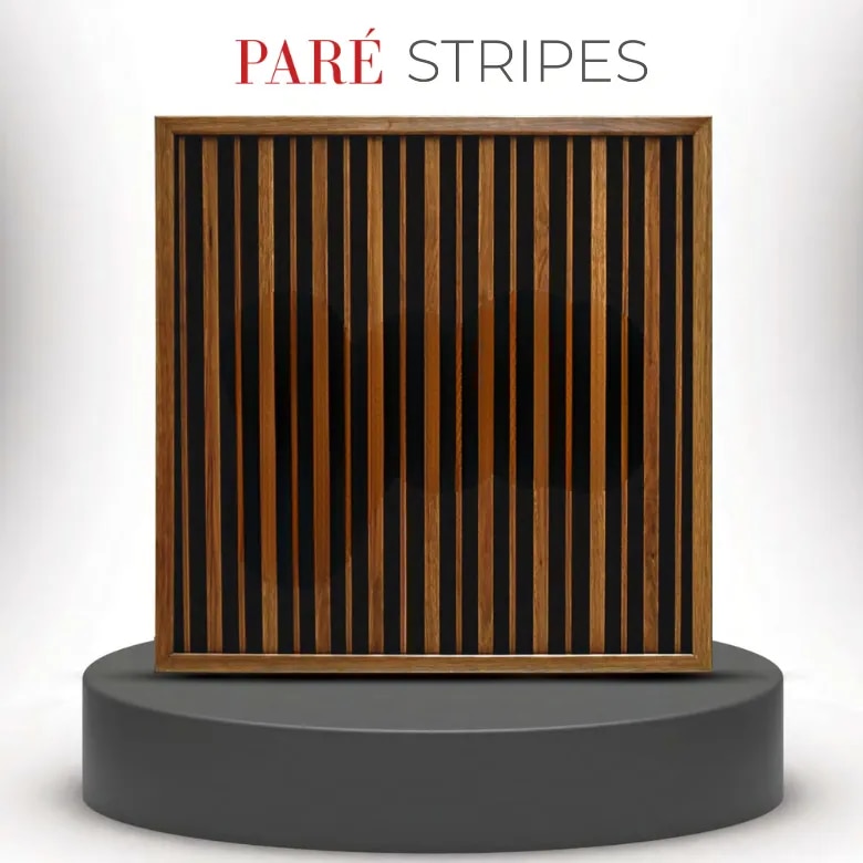 Wooden PVC Panels | Oak Wood Ocre Dual Black Stripes Wall Panels | Stylish Fluted Finish image 1