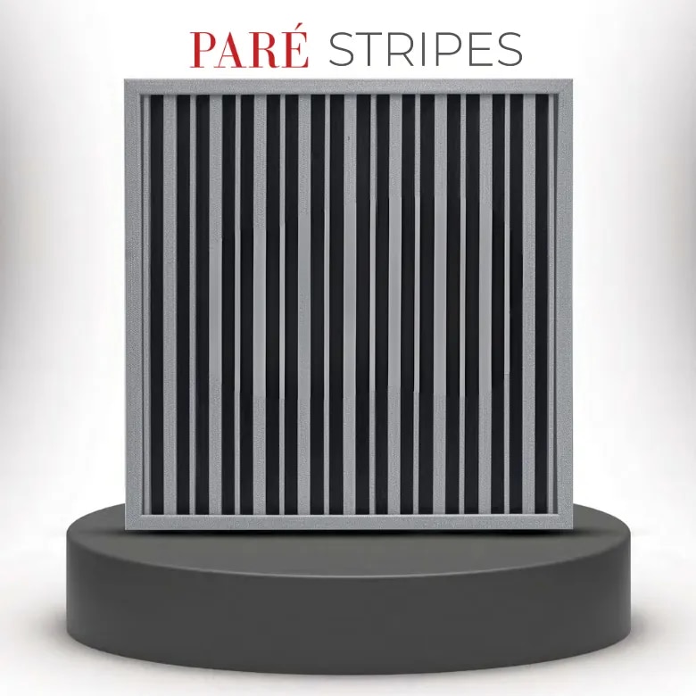 PVC Ceiling Panel | Linen Grey Dual Black Stripes Wall Panels | Modern Ceiling and Wall Design image 1