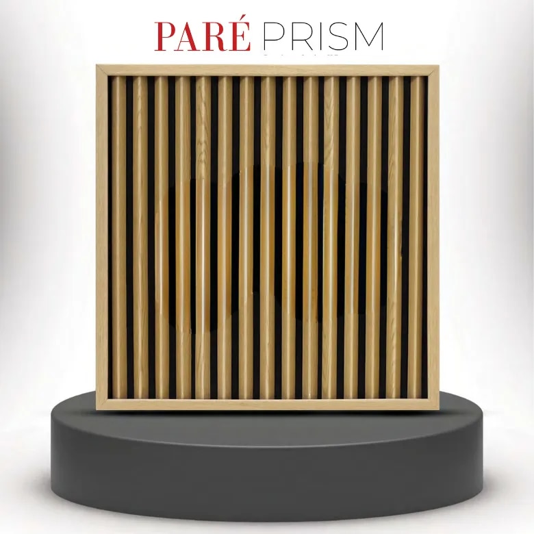 PVC Wall Panel | Honey Maple Dual Black Prism Wall Panels | Stylish Interior Wall Panels image 1