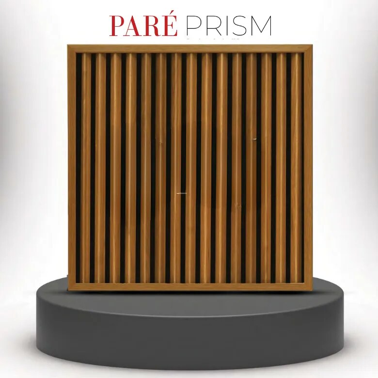 PVC Wall Panel | Oak Wood Ocre Dual Black Prism Wall Panels | Stylish PVC Interior Wall Panels image 1