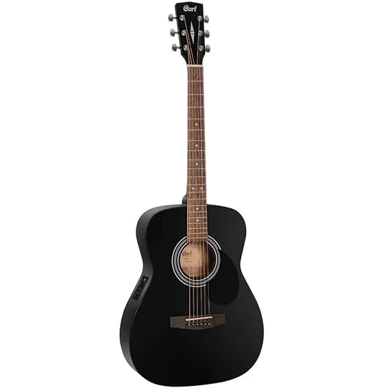 Cort Spruce Wood Acoustic Guitar with Electronics AF510E Black Satin AF510E-BKS image 1