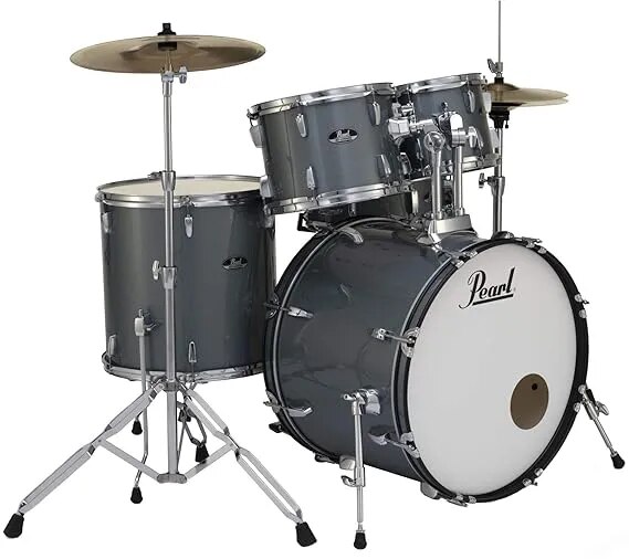 Pearl, Drum Set, 5 Pcs, Roadshow, W/Stands & Cymbals -Charcoal Metallic RS525SC/C (706) image 1