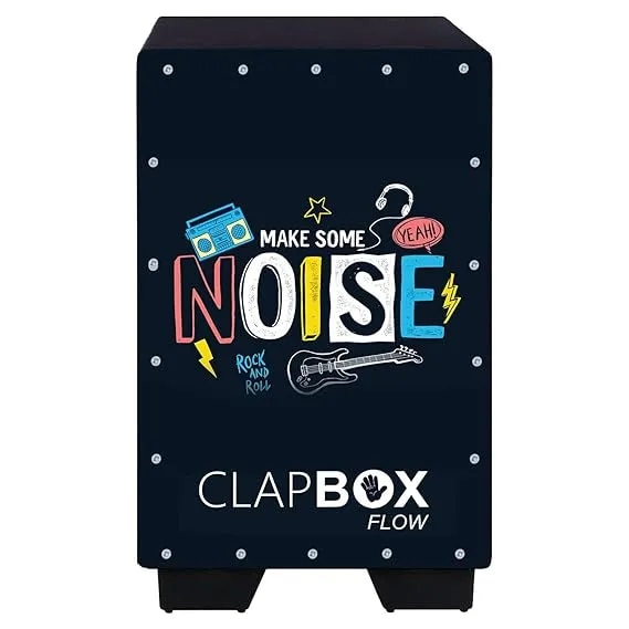 Clapbox Flow Graphic Cajon- Walnut wood (H:50 W:30 L:30) - 3 Internal Snares, Black (Disco) (Make some noise) image 1