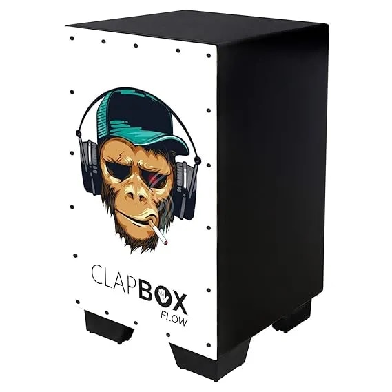 Clapbox Flow Graphic Cajon- Walnut wood (H:50 W:30 L:30) - 3 Internal Snares, Black (Disco) (Smoking Monkey) image 1