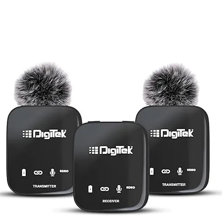 DWM 101 Wireless Microphone System with ANC Noise Reduction, 360° Sound Capture, 100M Range, Upto 12 Hrs Working Time, for DSLR Camera, Android & iOS Smartphones, Seamless Audio Recording image 1