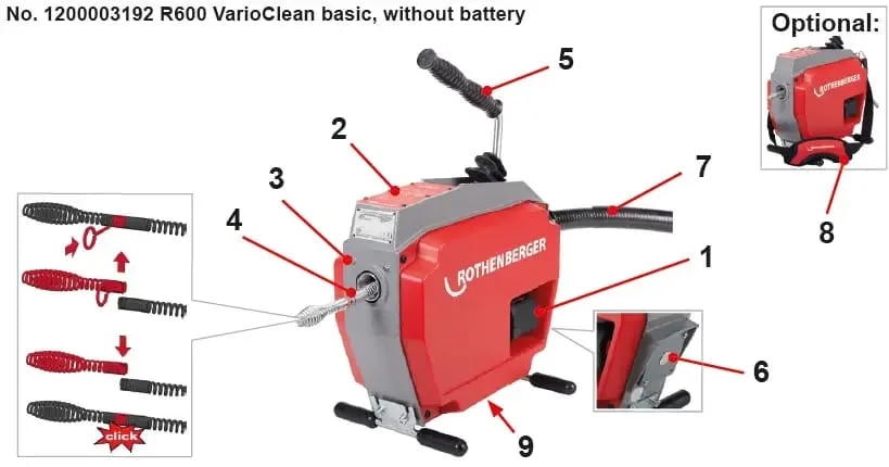 R600 Pipe cleaning machine with spiral/tool set 16-22 mm image 1