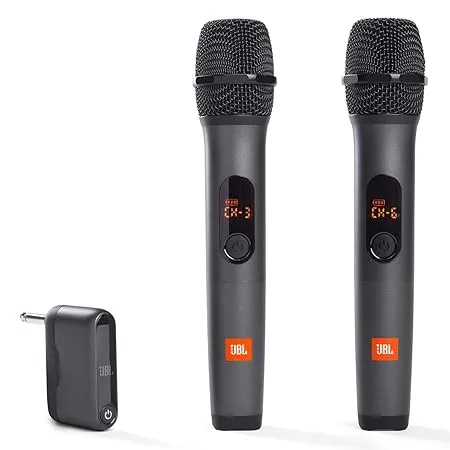 Wireless Two Microphone System with Dual-Channel Receiver, Black image 1